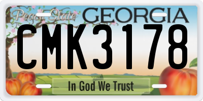GA license plate CMK3178