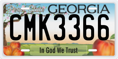 GA license plate CMK3366