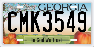 GA license plate CMK3549