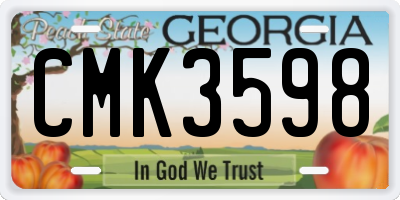 GA license plate CMK3598
