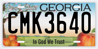GA license plate CMK3640