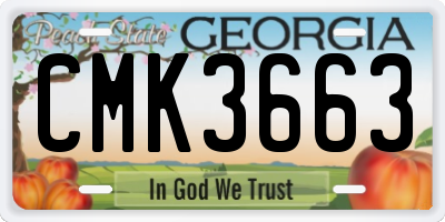 GA license plate CMK3663