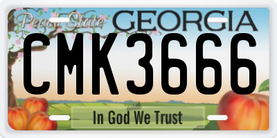 GA license plate CMK3666