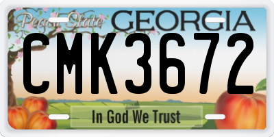 GA license plate CMK3672
