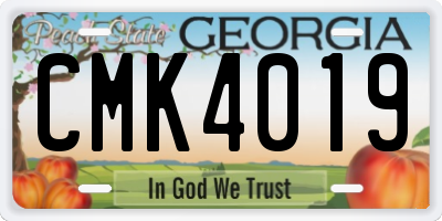 GA license plate CMK4019