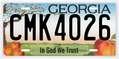 GA license plate CMK4026