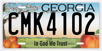 GA license plate CMK4102