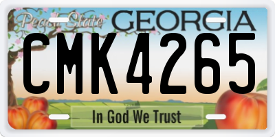 GA license plate CMK4265