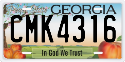 GA license plate CMK4316