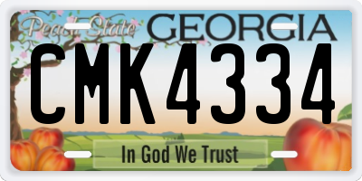 GA license plate CMK4334