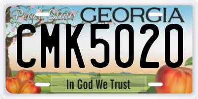 GA license plate CMK5020