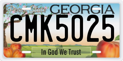 GA license plate CMK5025