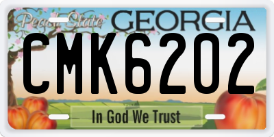 GA license plate CMK6202
