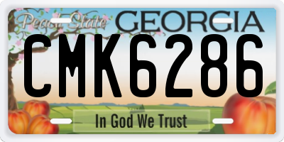 GA license plate CMK6286