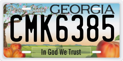 GA license plate CMK6385