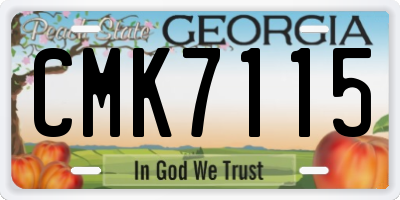 GA license plate CMK7115