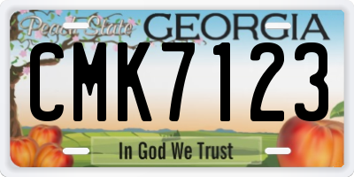 GA license plate CMK7123
