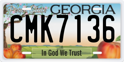 GA license plate CMK7136