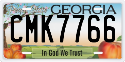 GA license plate CMK7766
