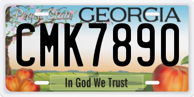 GA license plate CMK7890