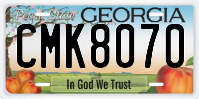 GA license plate CMK8070