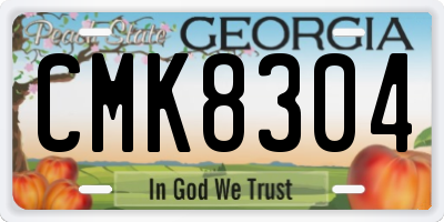 GA license plate CMK8304