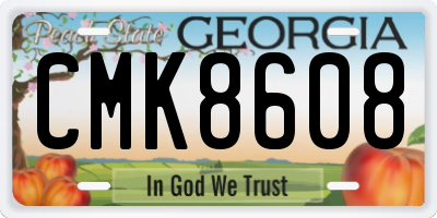 GA license plate CMK8608