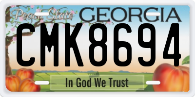 GA license plate CMK8694