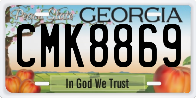 GA license plate CMK8869