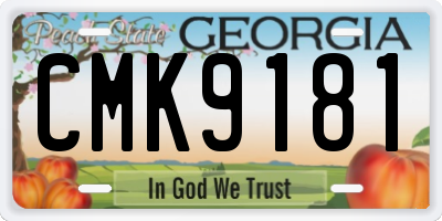 GA license plate CMK9181