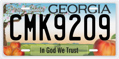 GA license plate CMK9209