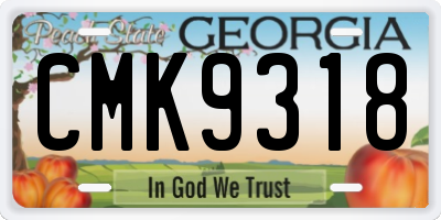 GA license plate CMK9318