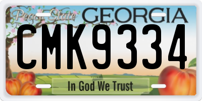GA license plate CMK9334