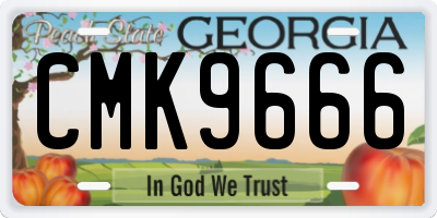 GA license plate CMK9666