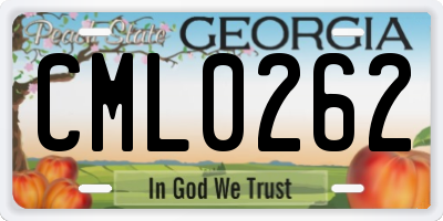 GA license plate CML0262