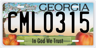 GA license plate CML0315