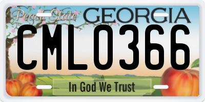 GA license plate CML0366