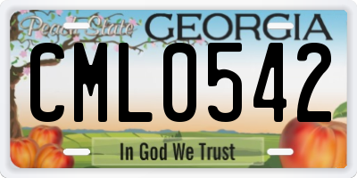GA license plate CML0542