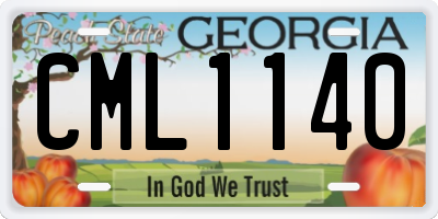 GA license plate CML1140