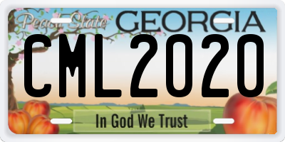GA license plate CML2020