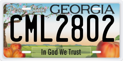 GA license plate CML2802