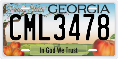 GA license plate CML3478