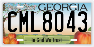 GA license plate CML8043