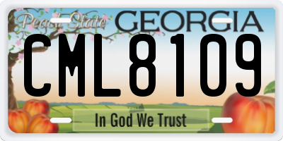 GA license plate CML8109