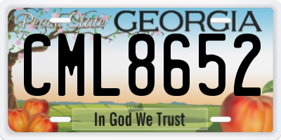GA license plate CML8652