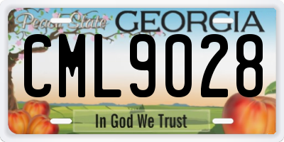 GA license plate CML9028
