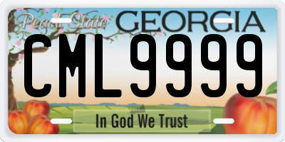GA license plate CML9999