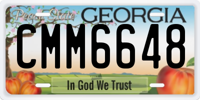 GA license plate CMM6648