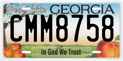GA license plate CMM8758