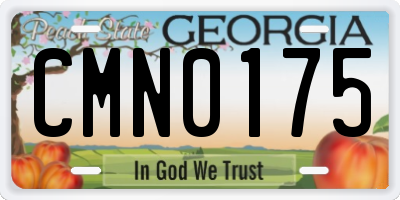 GA license plate CMN0175